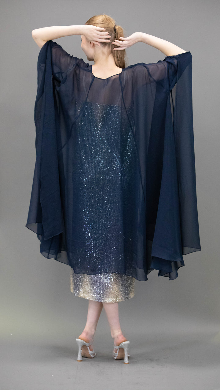 Georgette Chiffon Bell-Sleeve Capelet/Overlay