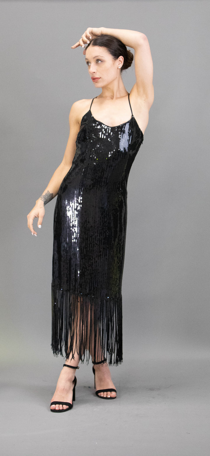 Sequin Dress With Sequin Fringe