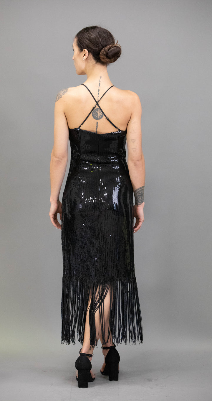 Sequin Dress With Sequin Fringe