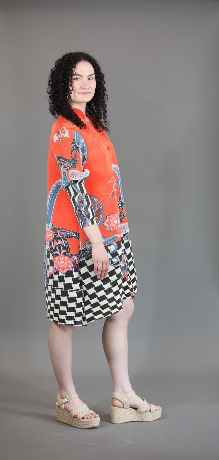 Plisse Orange Dress