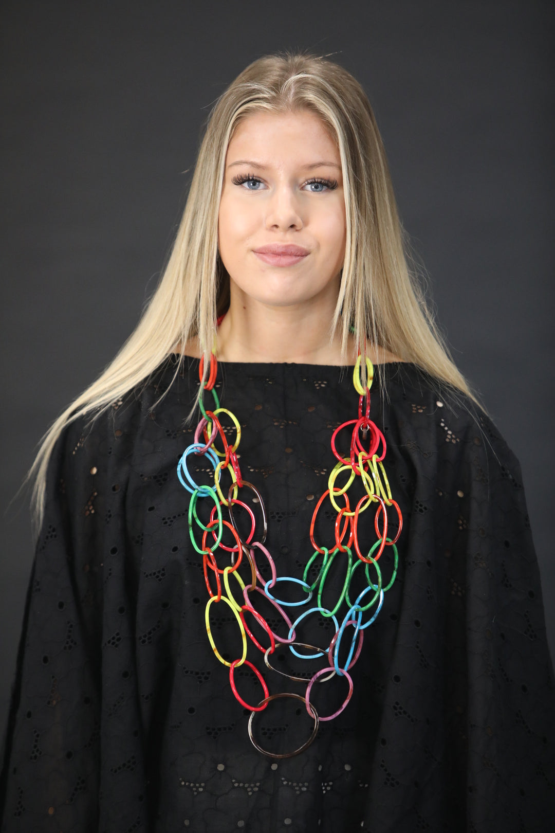 Rainbow Loop Resin Statement Necklace - Vz Collection