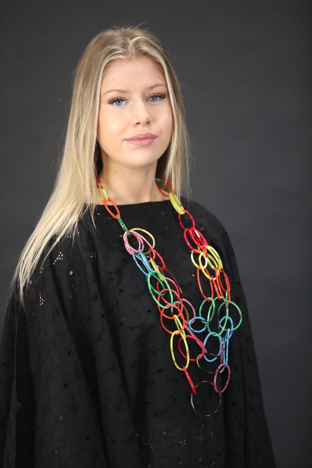 Rainbow Loop Resin Statement Necklace - Vz Collection