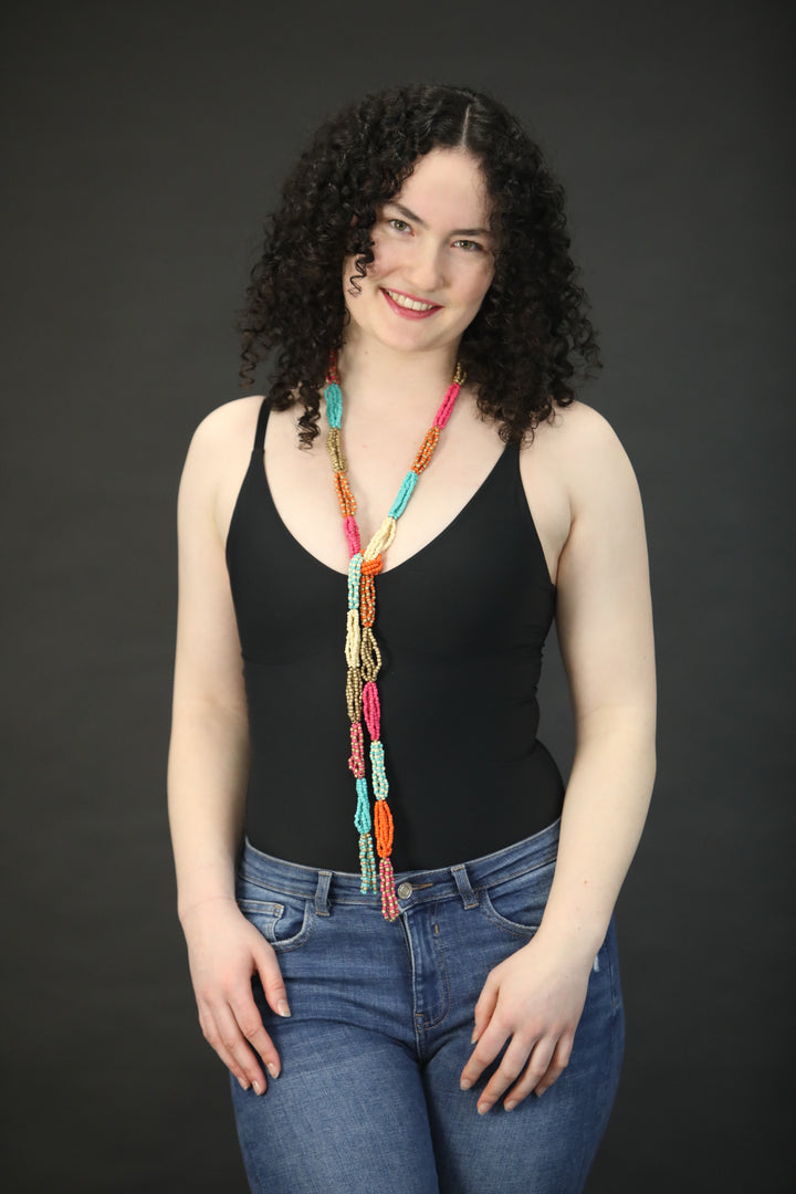 Multicolour Statement Beaded Necklace – Contemporary - Vz Collection