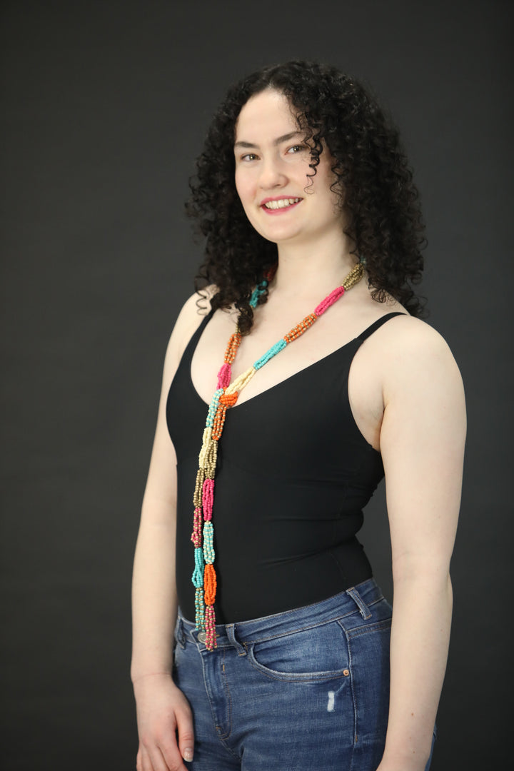 Multicolour Statement Beaded Necklace – Contemporary - Vz Collection