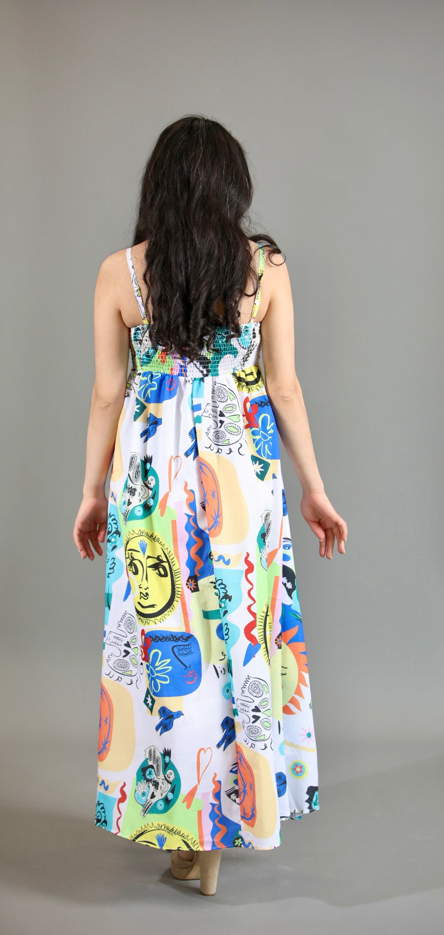 Bold Print In Blue Bird Maxi Dress