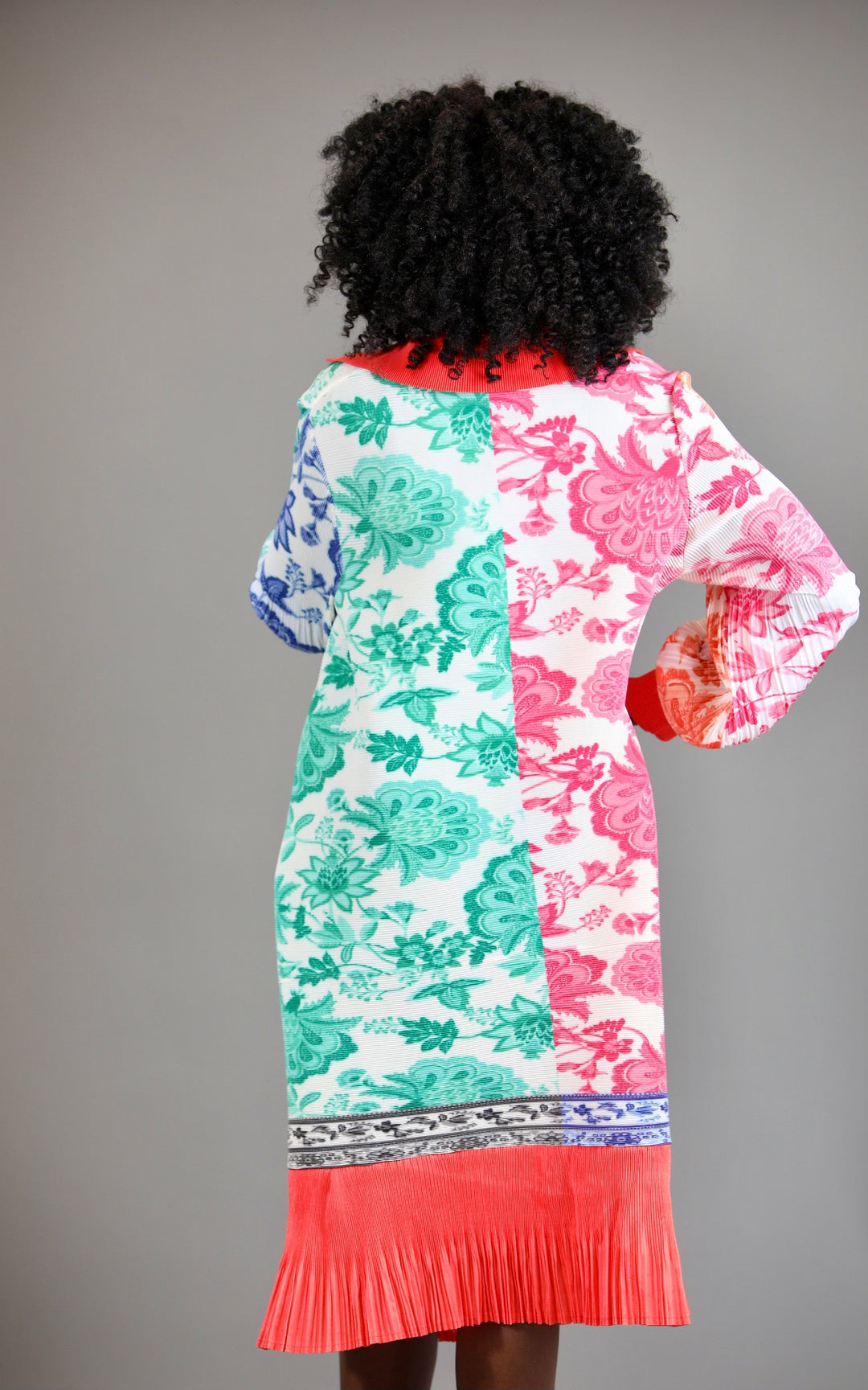 Multi Colour Plisse Dress- Orange