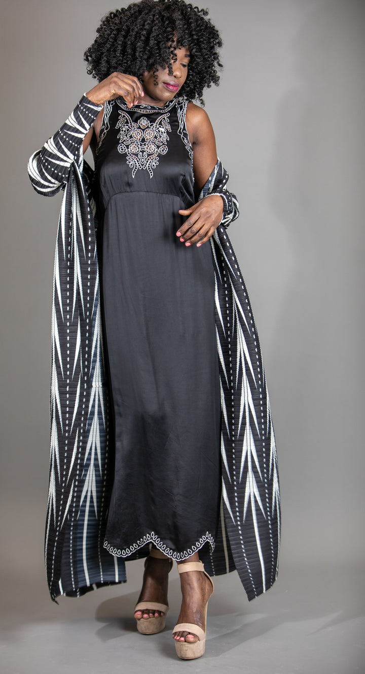 Plisse Long Black & White Overlay