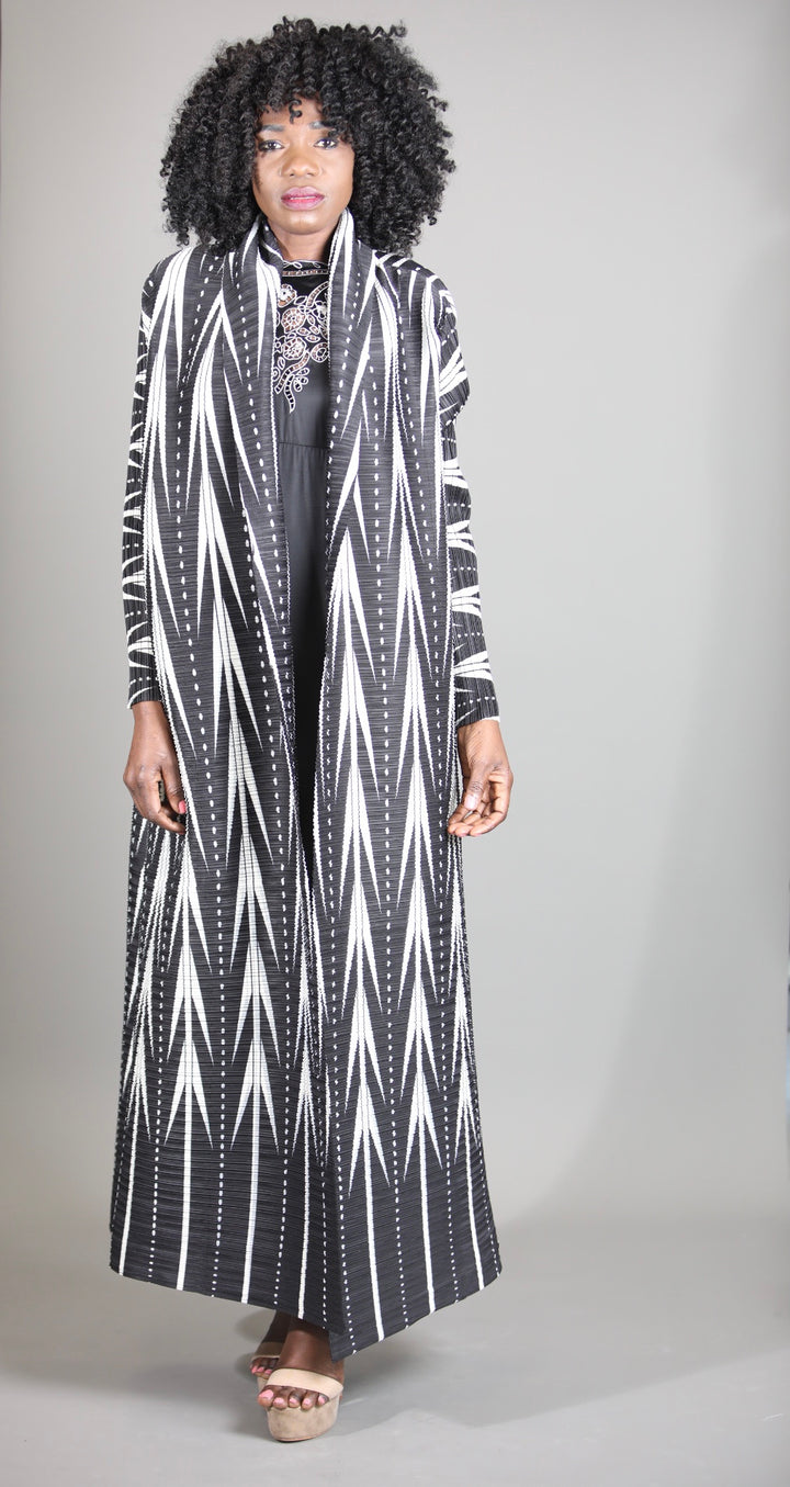 Plisse Long Black & White Overlay