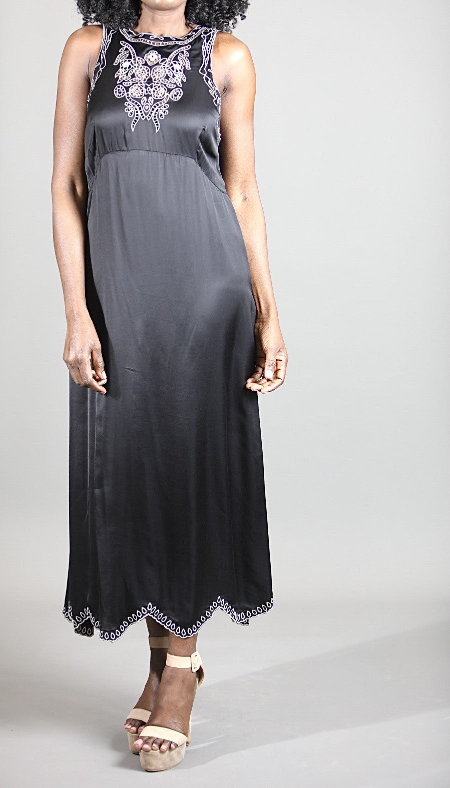 Satin Long Sleeveless Dress