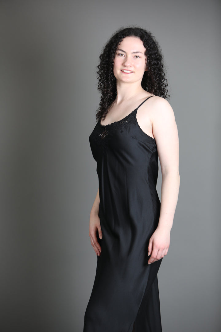 Black Satin Bias Dress