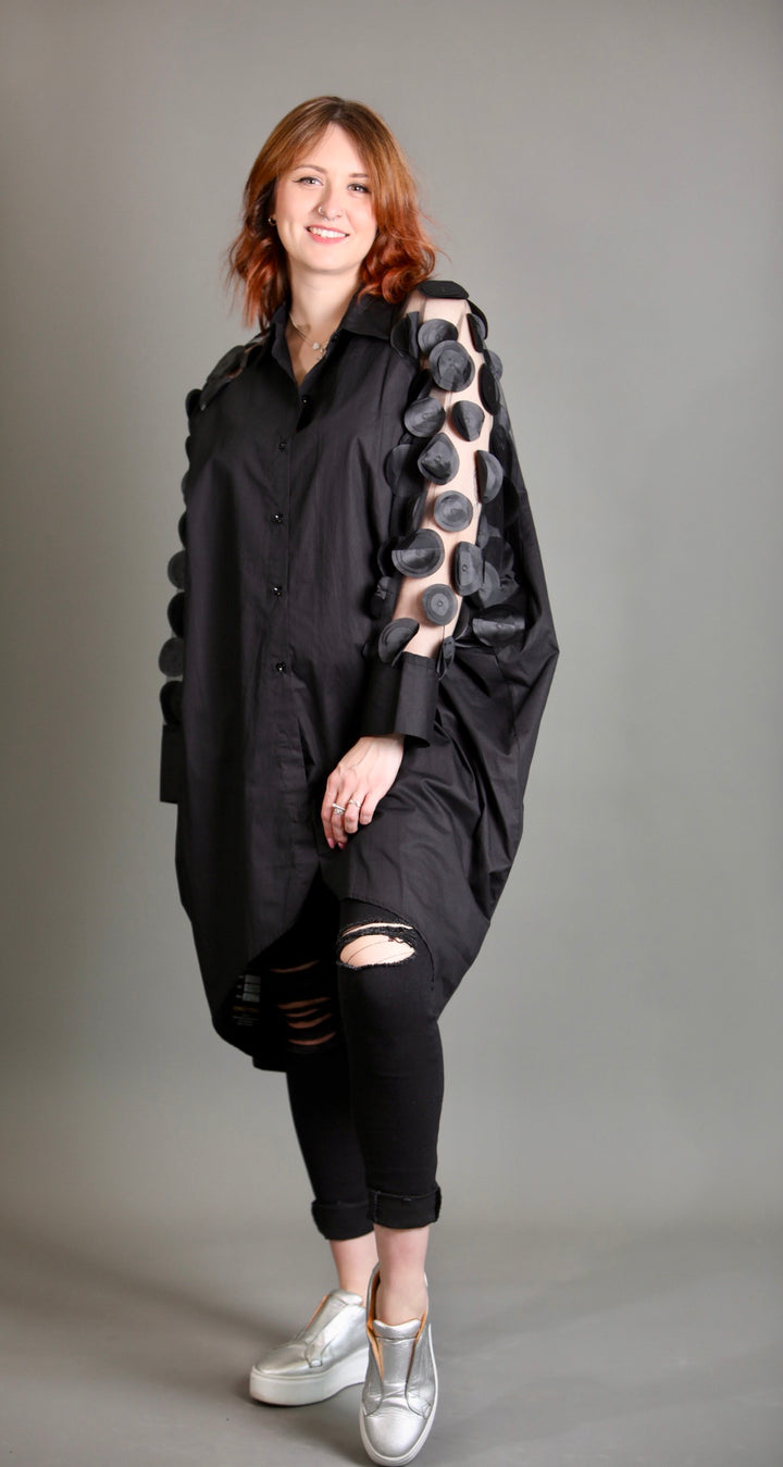 Fun Sleeved Long Cotton Shirt