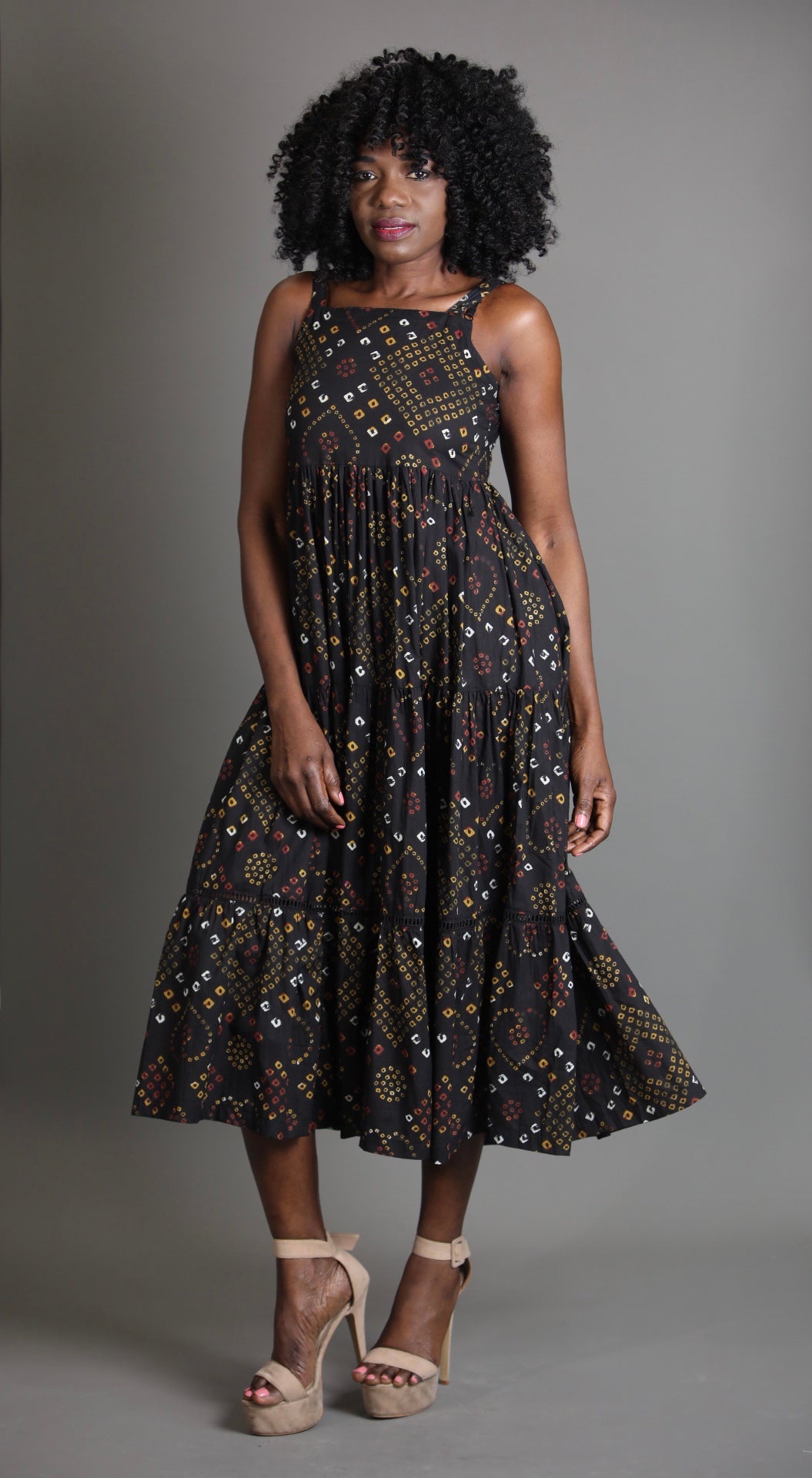 Indian Cotton Bandhani Black Dress