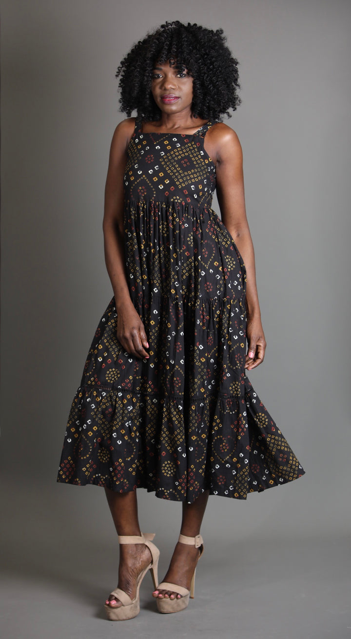 Indian Cotton Bandhani Black Dress