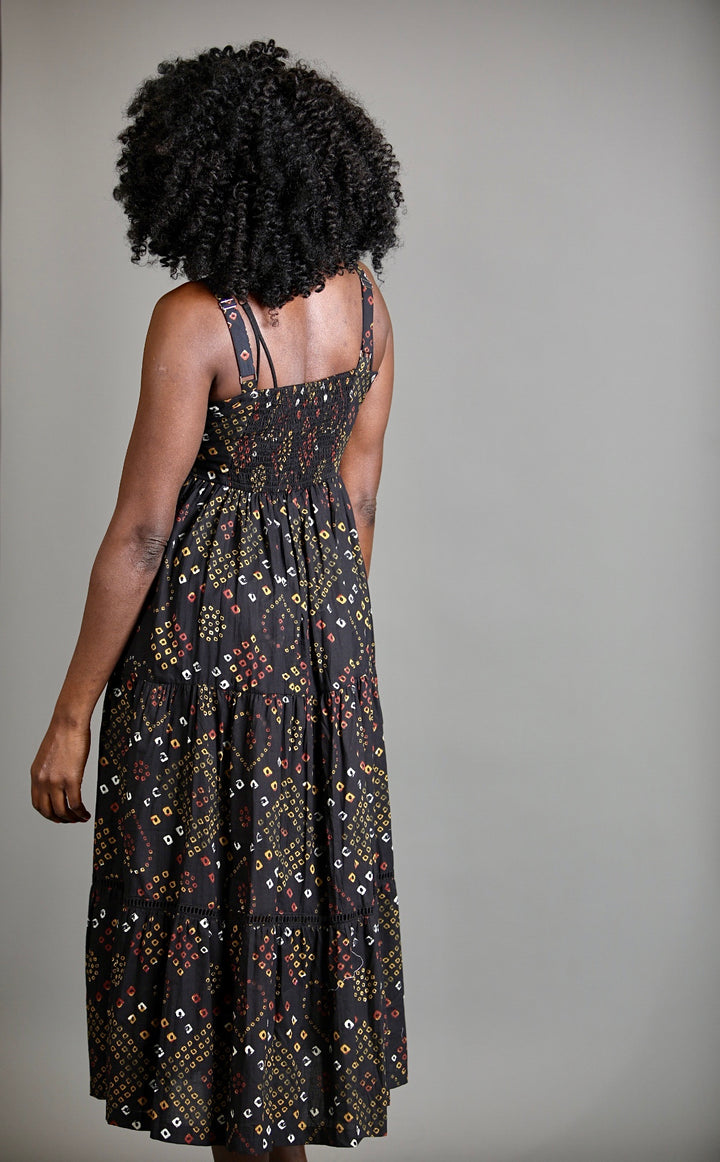 Indian Cotton Bandhani Black Dress