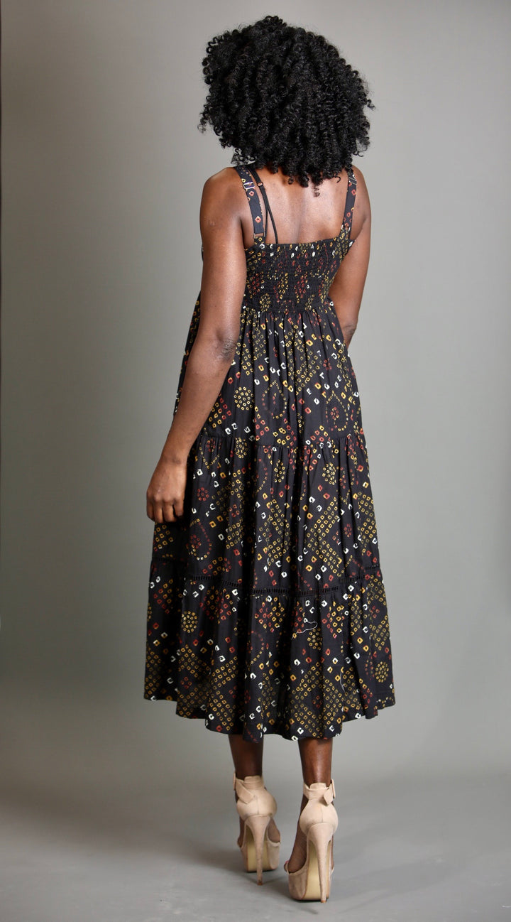 Indian Cotton Bandhani Black Dress
