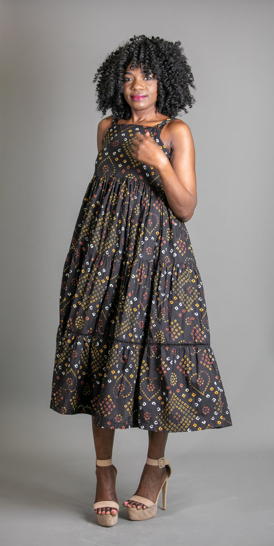 Indian Cotton Bandhani Black Dress