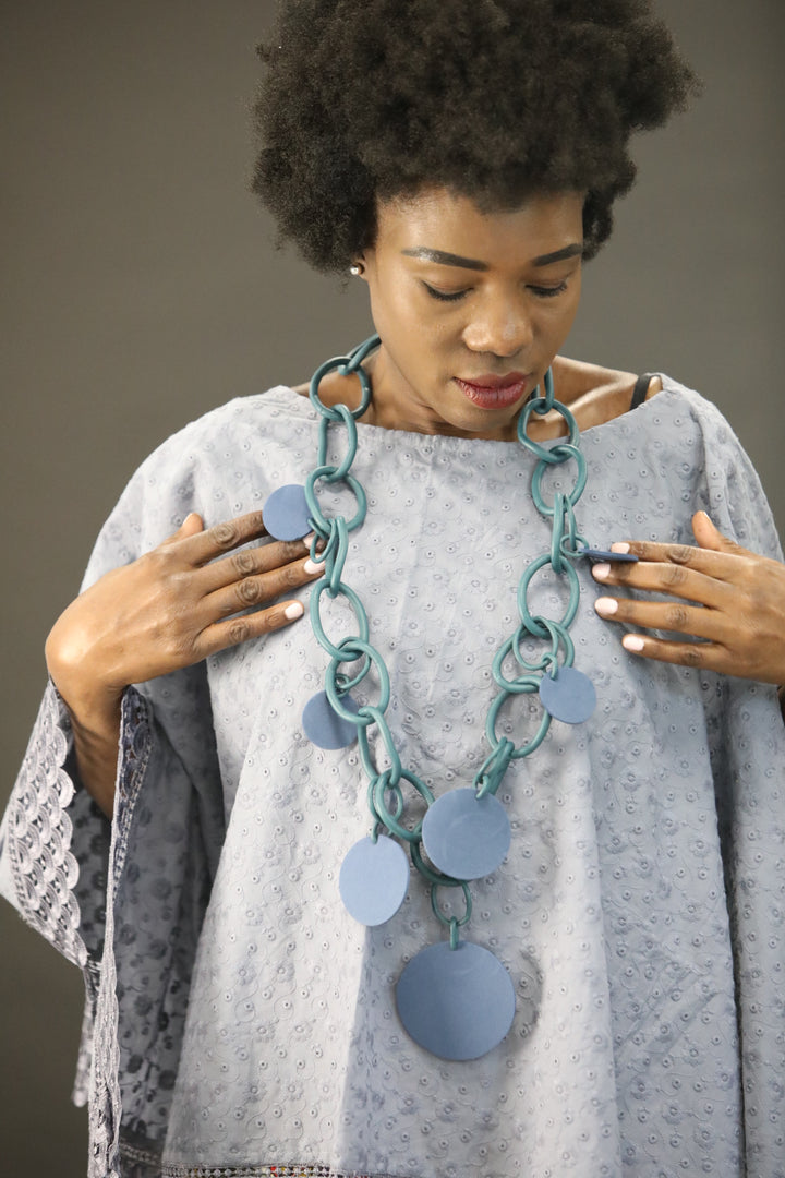 Blue Silicon Long Contemporary Necklace - Vz Collection