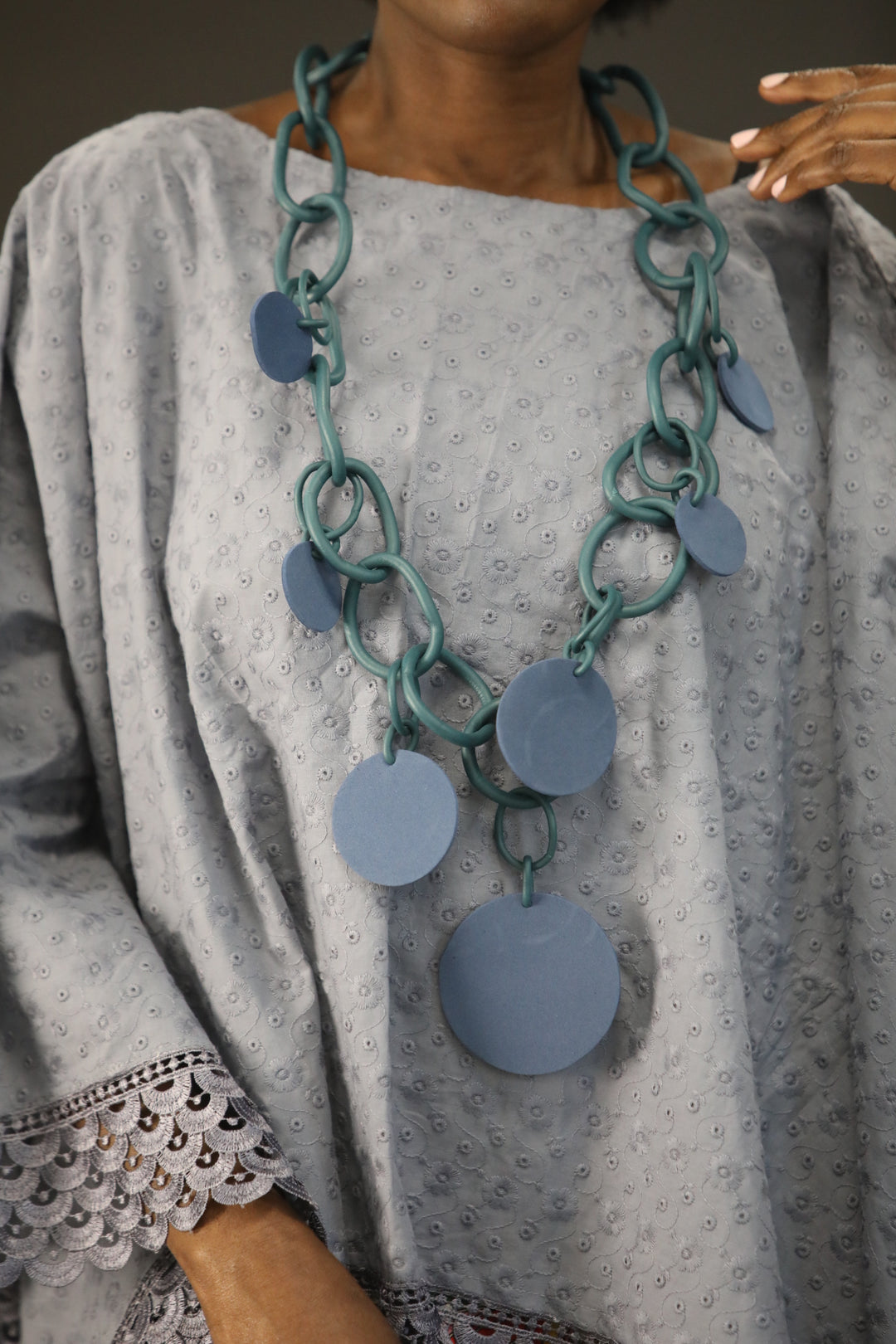 Blue Silicon Long Contemporary Necklace - Vz Collection