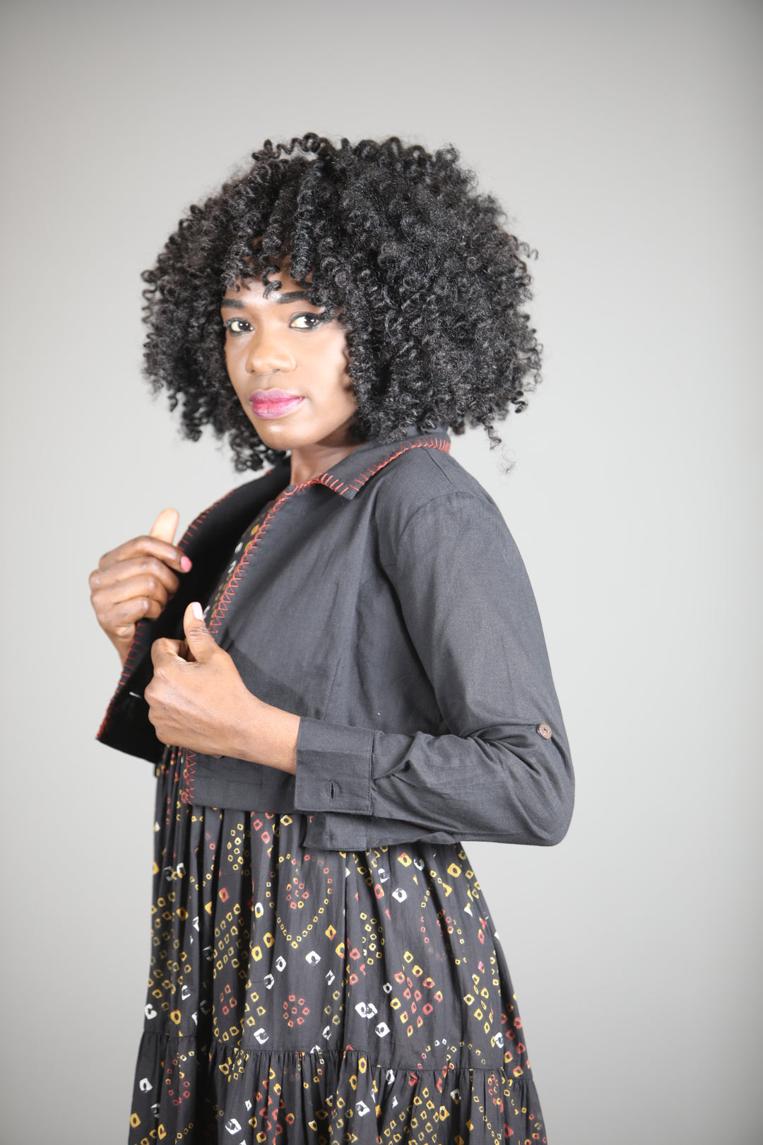 Indian Cotton Bandhani Black Dress