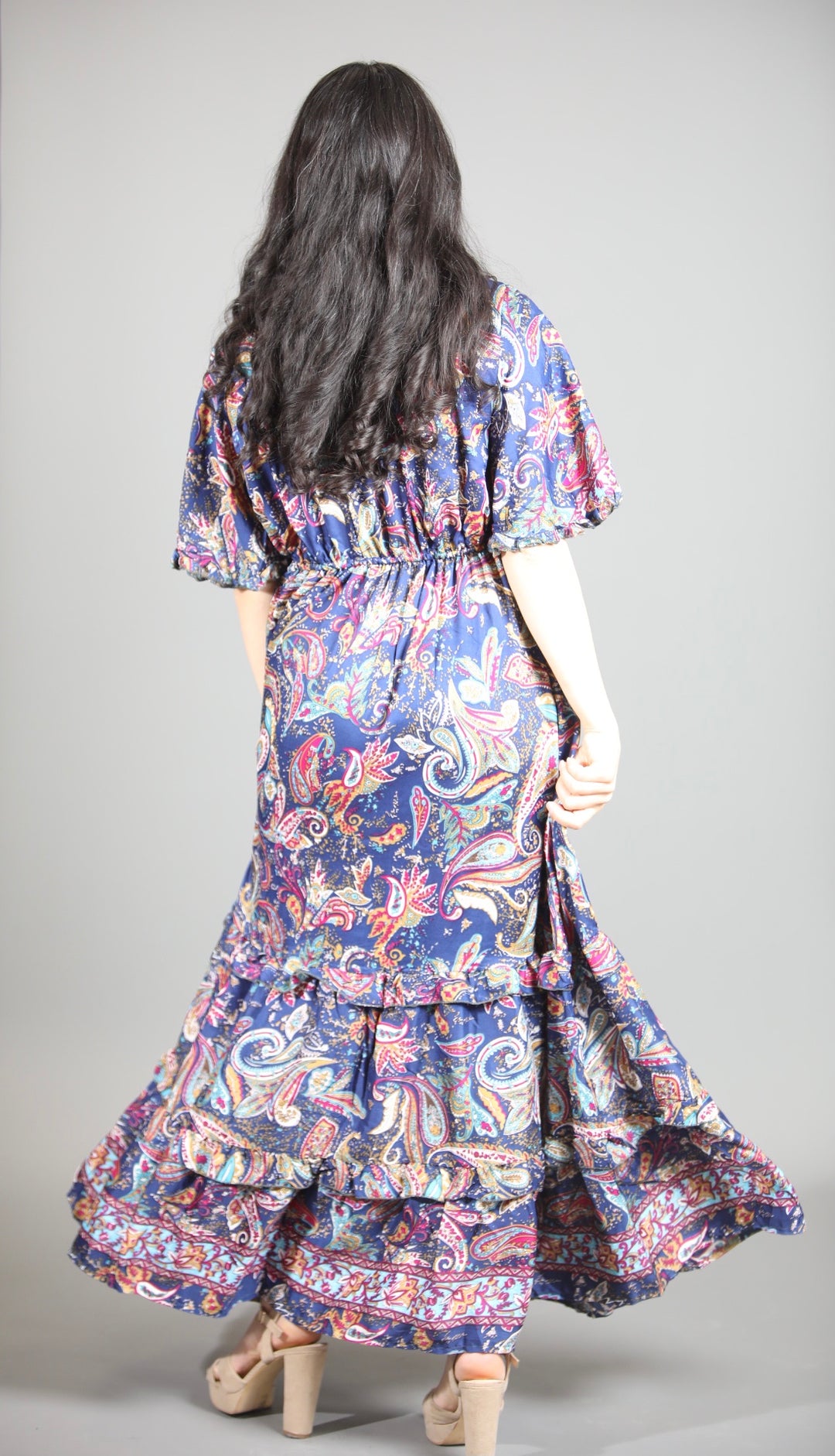 Silk Saree Maxi  Dress With Flutter Sleeves
