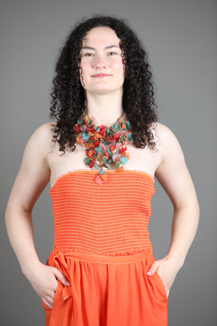 Multi Coloured Hanging Petals Necklace