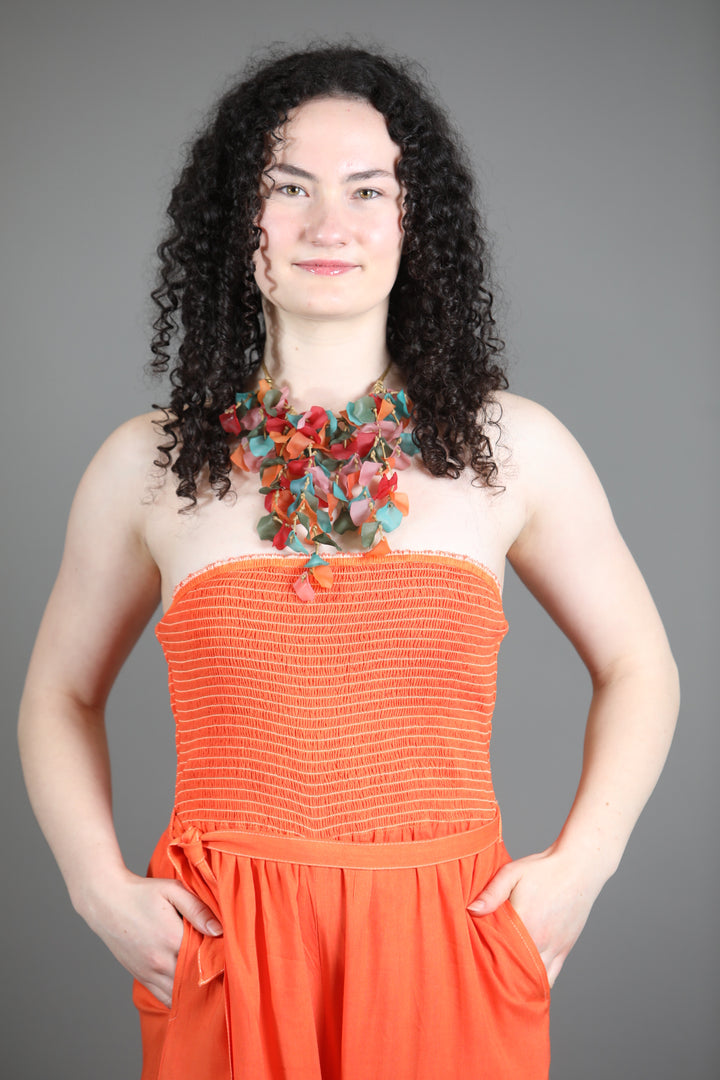 Multi Coloured Hanging Petals Necklace