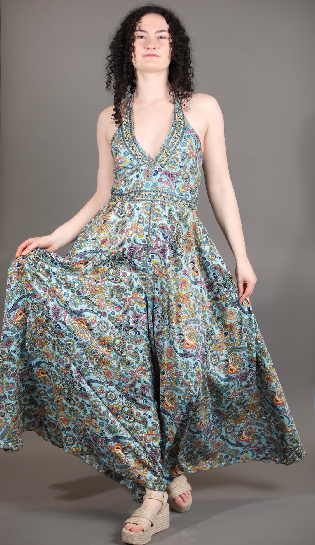 Upcycled Silk Saree Halter Neck Jumpsuit