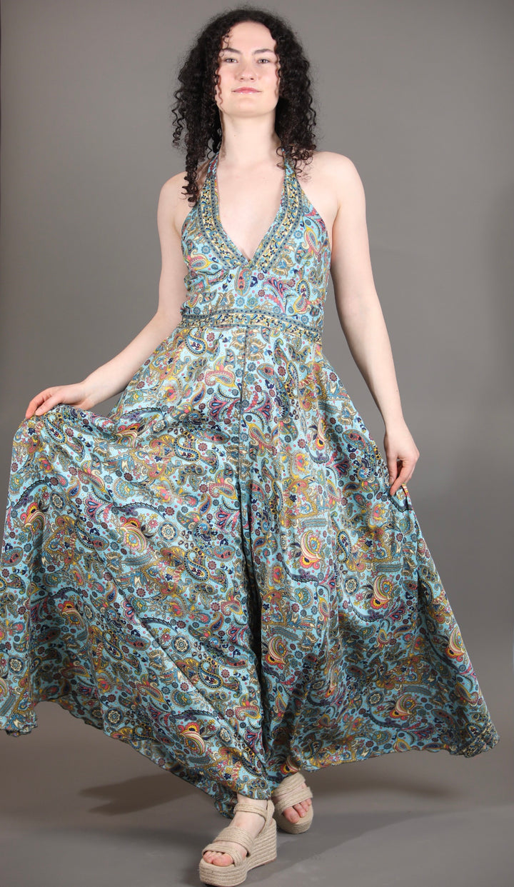 Upcycled Silk Saree Halter Neck Jumpsuit