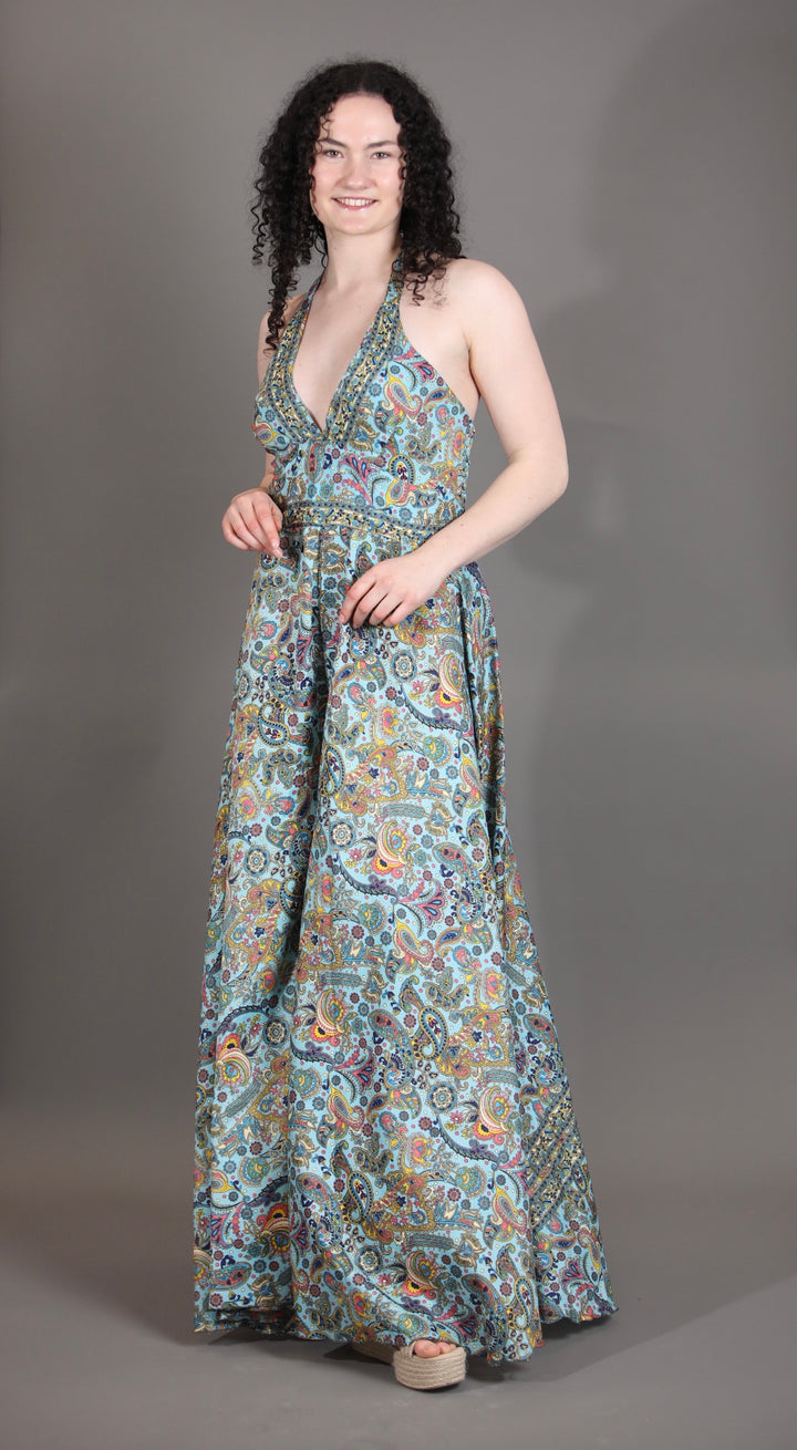 Upcycled Silk Saree Halter Neck Jumpsuit