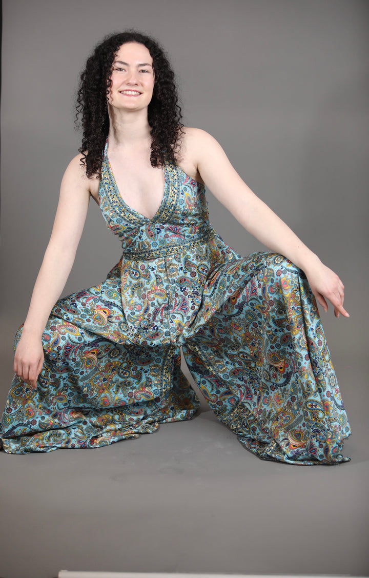 Upcycled Silk Saree Halter Neck Jumpsuit
