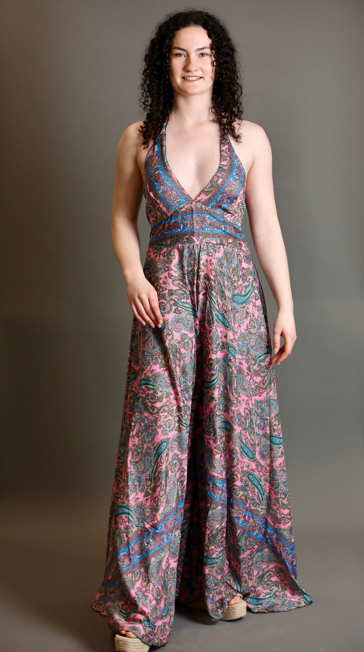 Upcycled Silk Saree Halter Neck Jumpsuit
