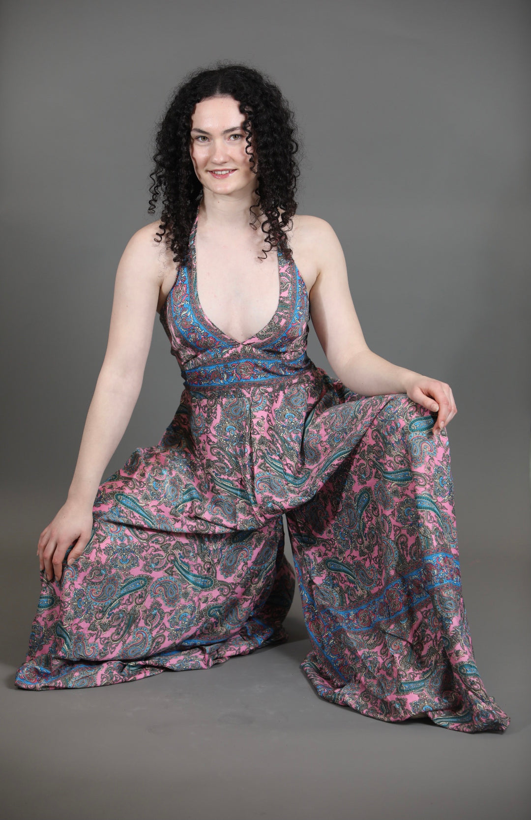 Upcycled Silk Saree Halter Neck Jumpsuit