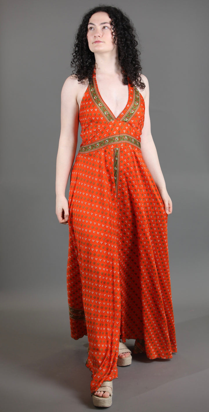 Upcycled Silk Saree Halter Neck Jumpsuit