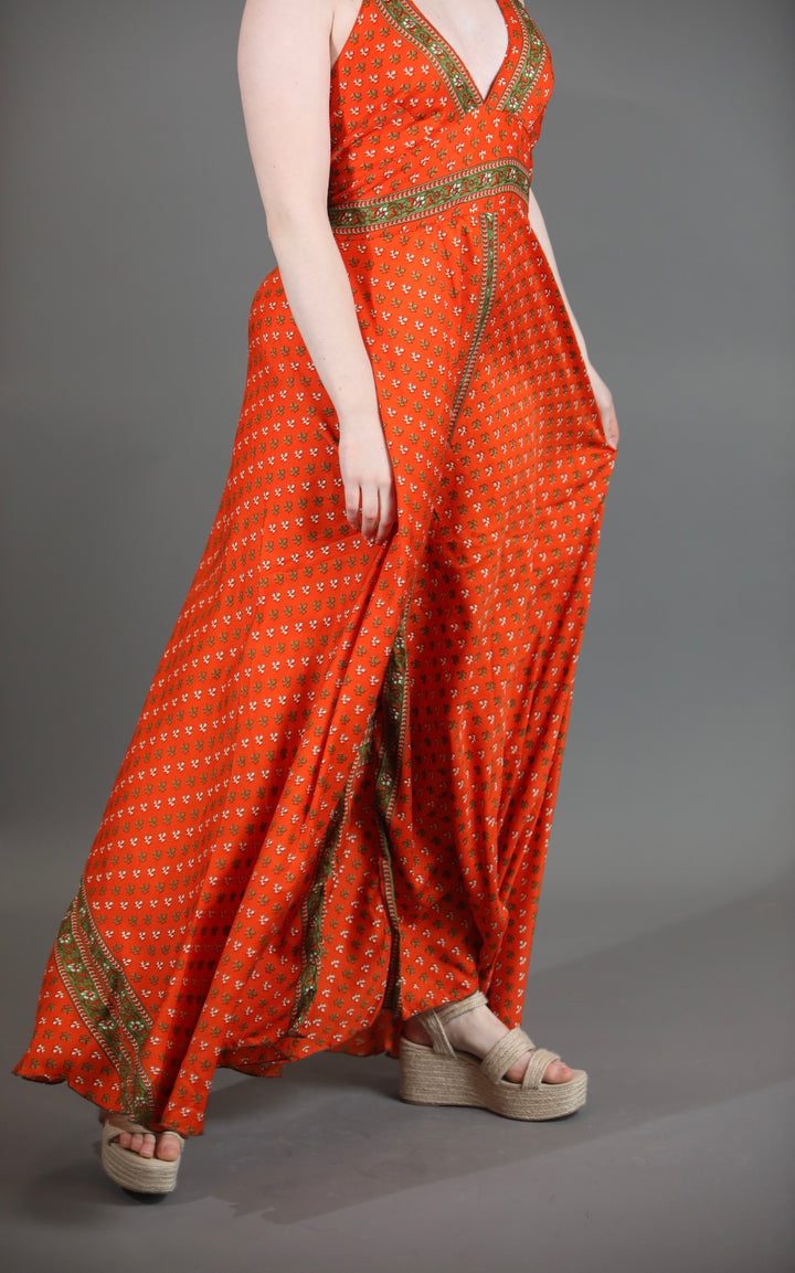 Upcycled Silk Saree Halter Neck Jumpsuit