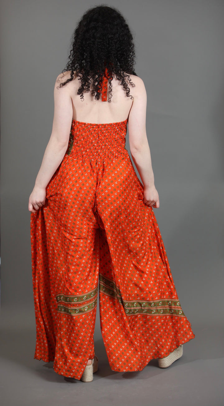 Upcycled Silk Saree Halter Neck Jumpsuit