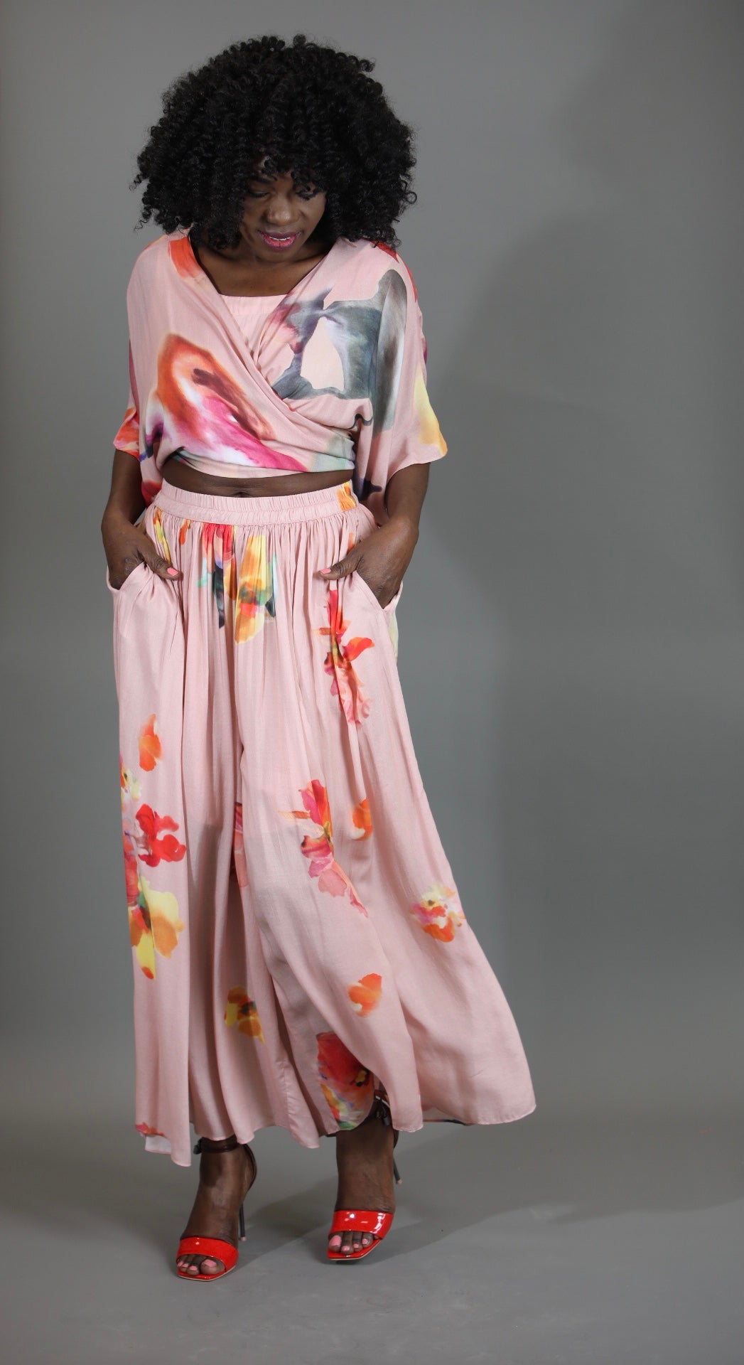 Contemporary Floral Floaty Trousers