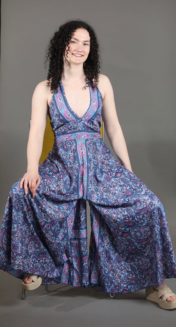 Upcycled Silk Saree Halter Neck Jumpsuit