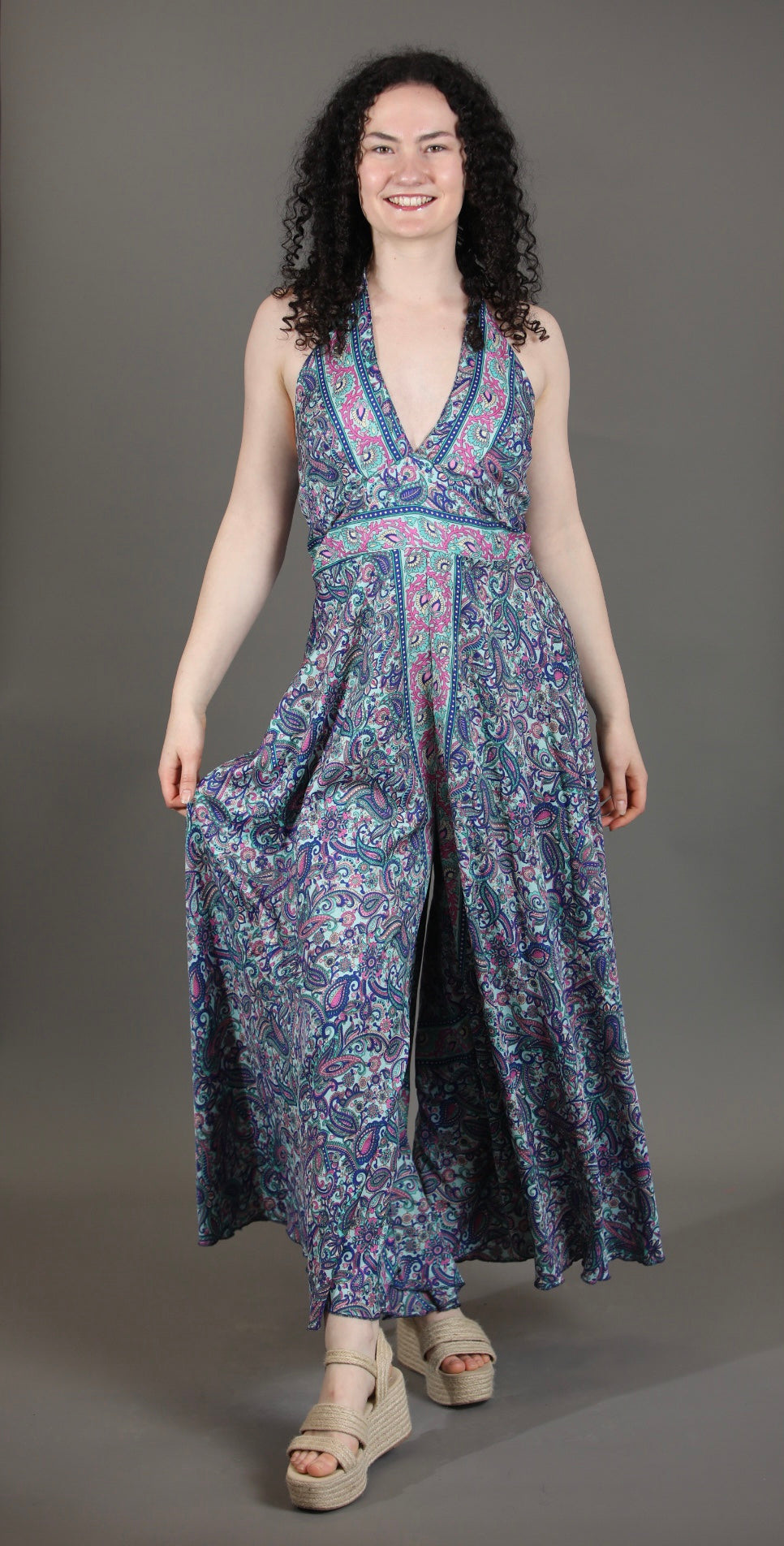 Upcycled Silk Saree Halter Neck Jumpsuit