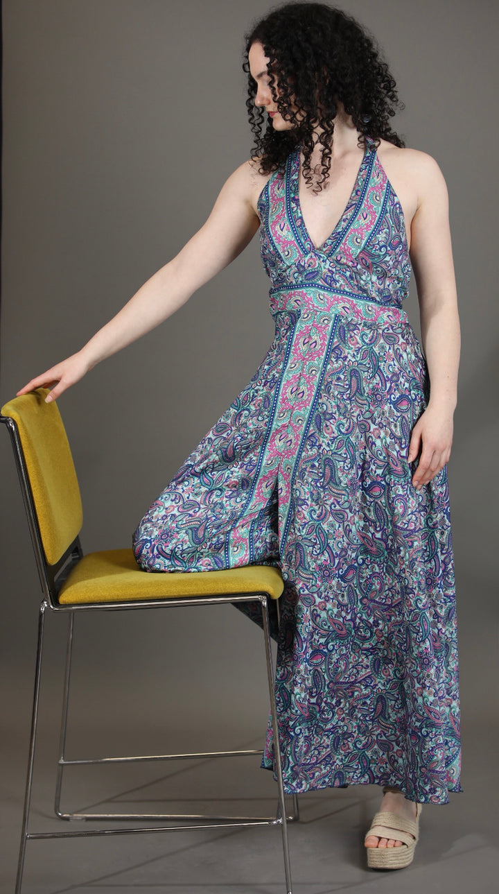 Upcycled Silk Saree Halter Neck Jumpsuit