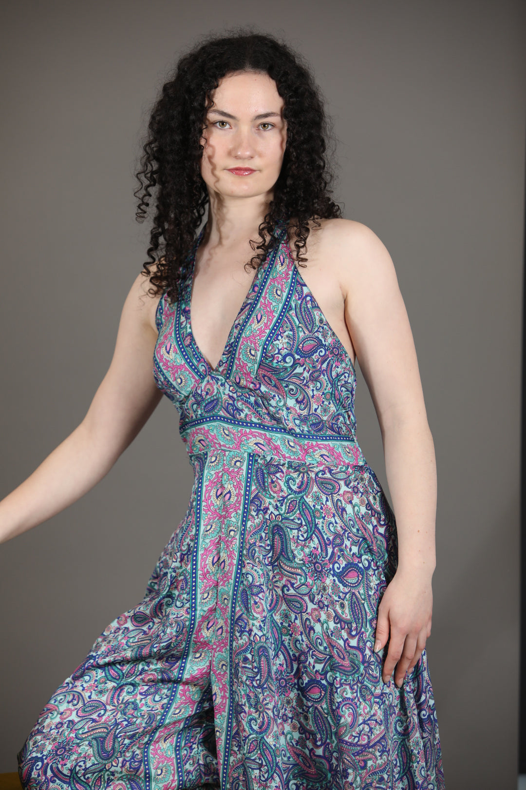 Upcycled Silk Saree Halter Neck Jumpsuit