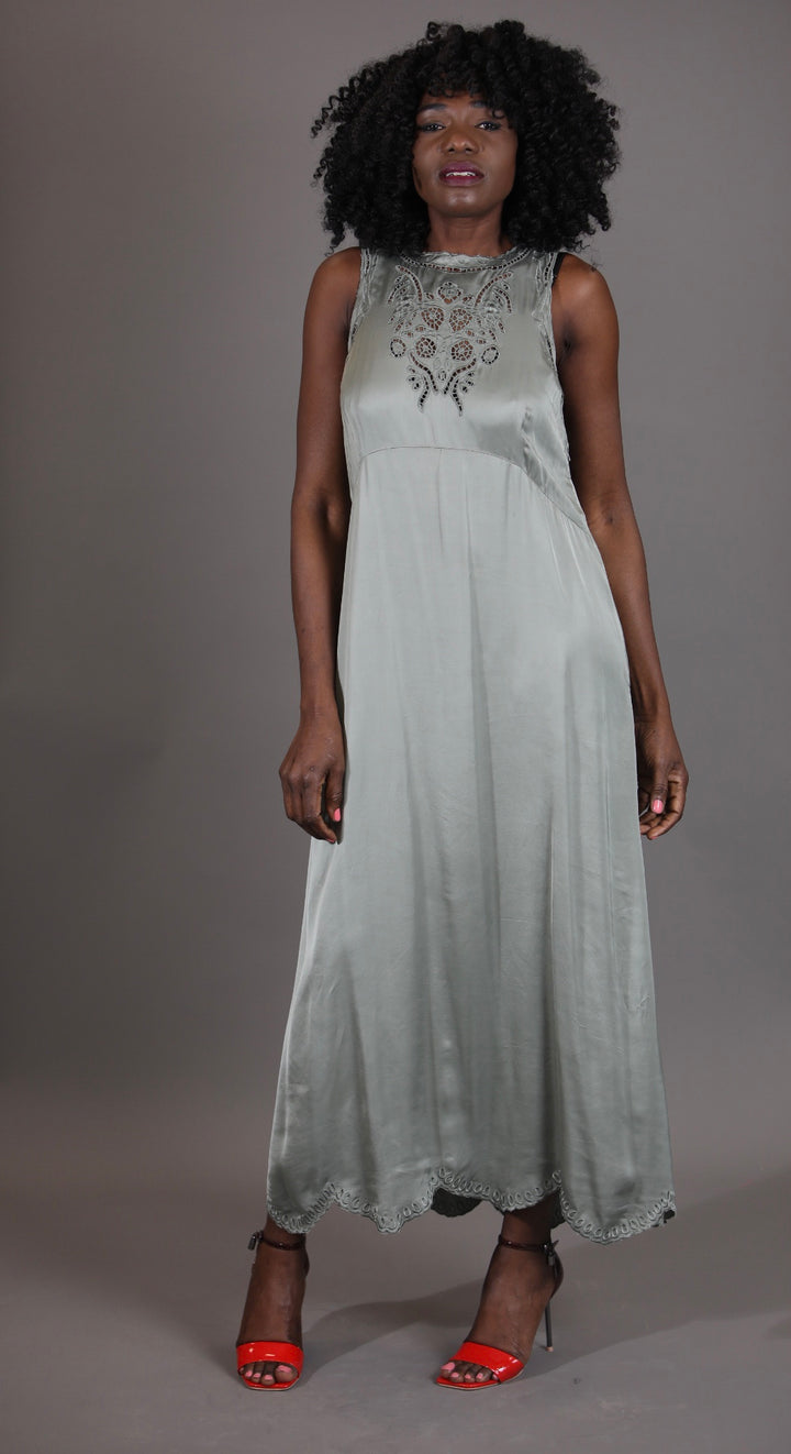 Satin Long Sleeveless Dress