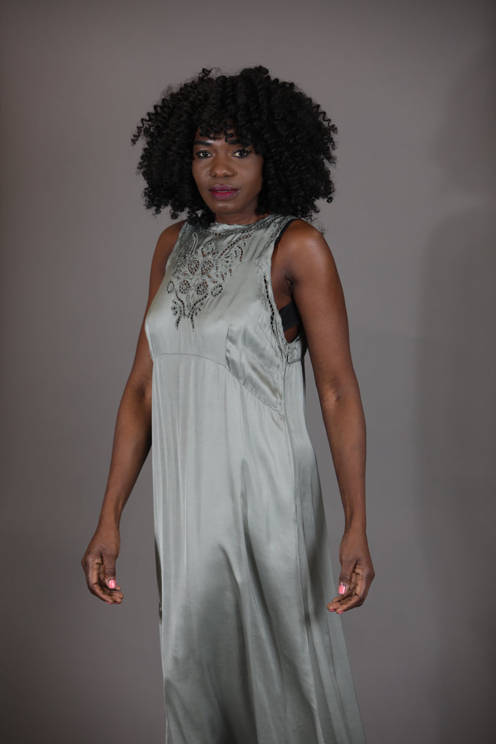 Satin Long Sleeveless Dress