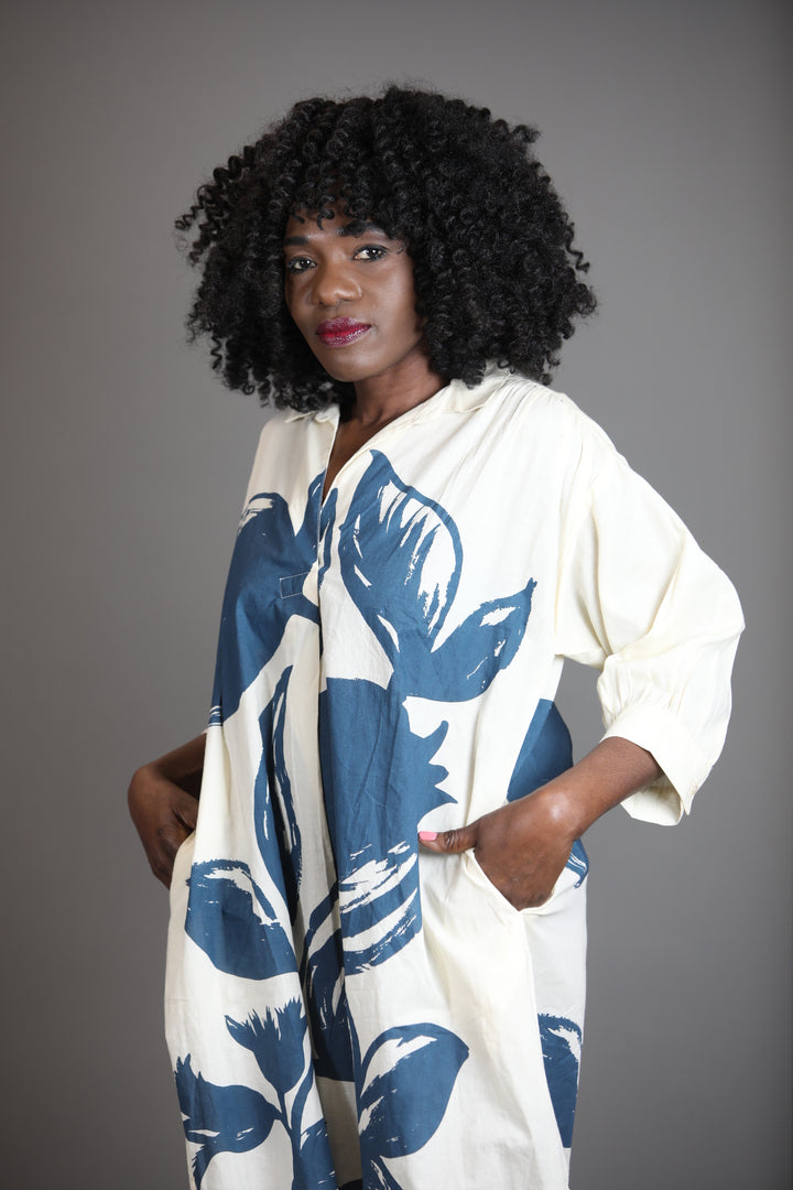 Pomegranate Print Shirt Cotton Dress