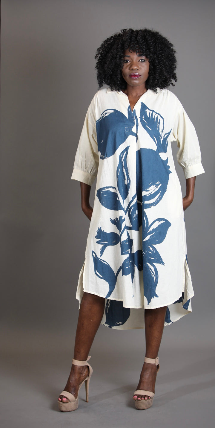 Pomegranate Print Shirt Cotton Dress