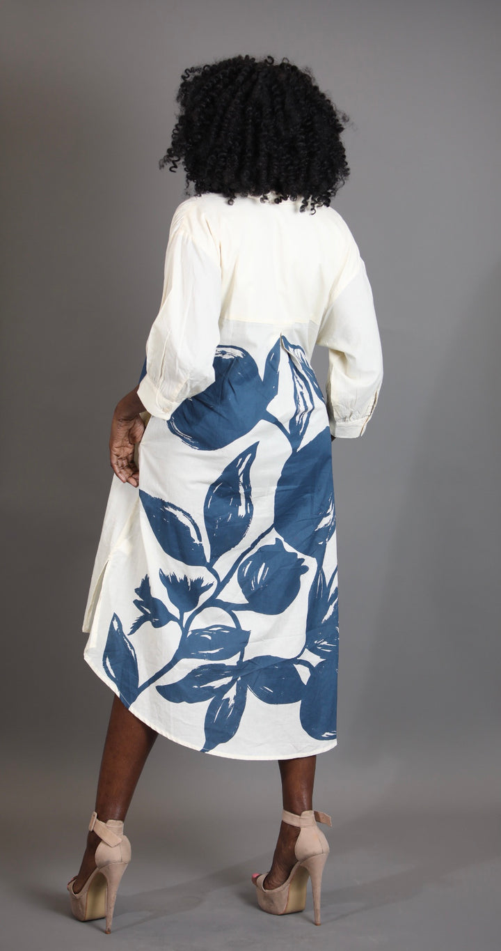 Pomegranate Print Shirt Cotton Dress