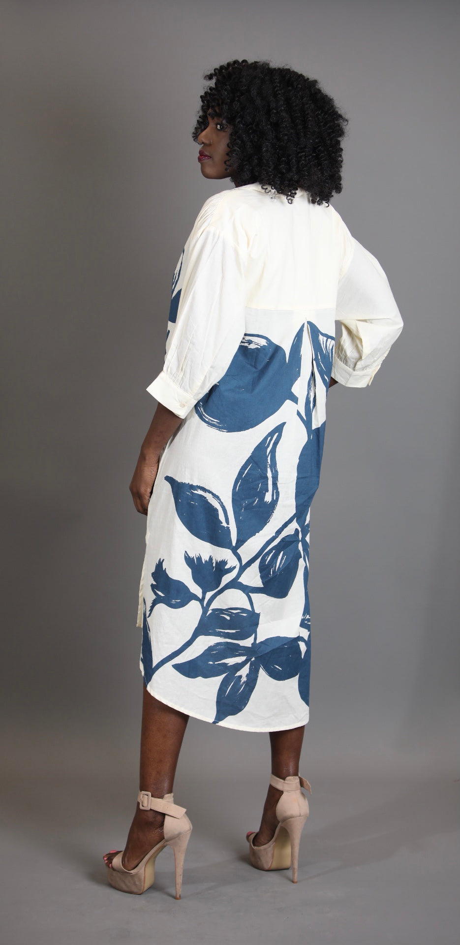 Pomegranate Print Shirt Cotton Dress