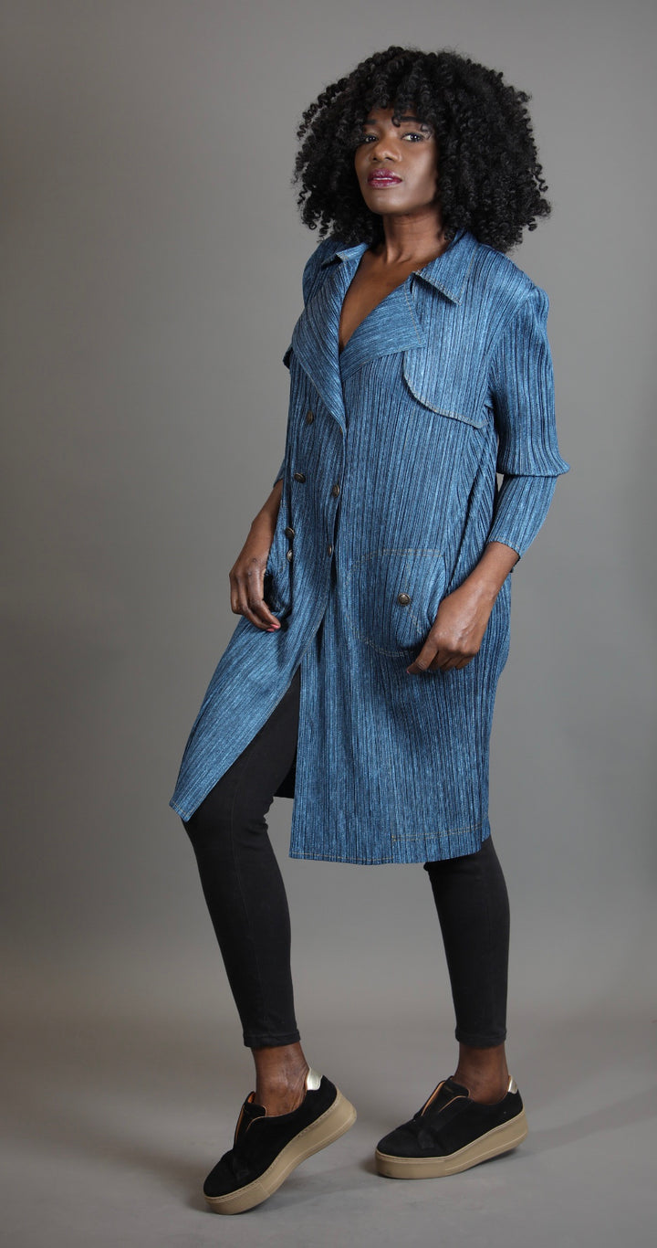Plisse Denim Blue Jacket