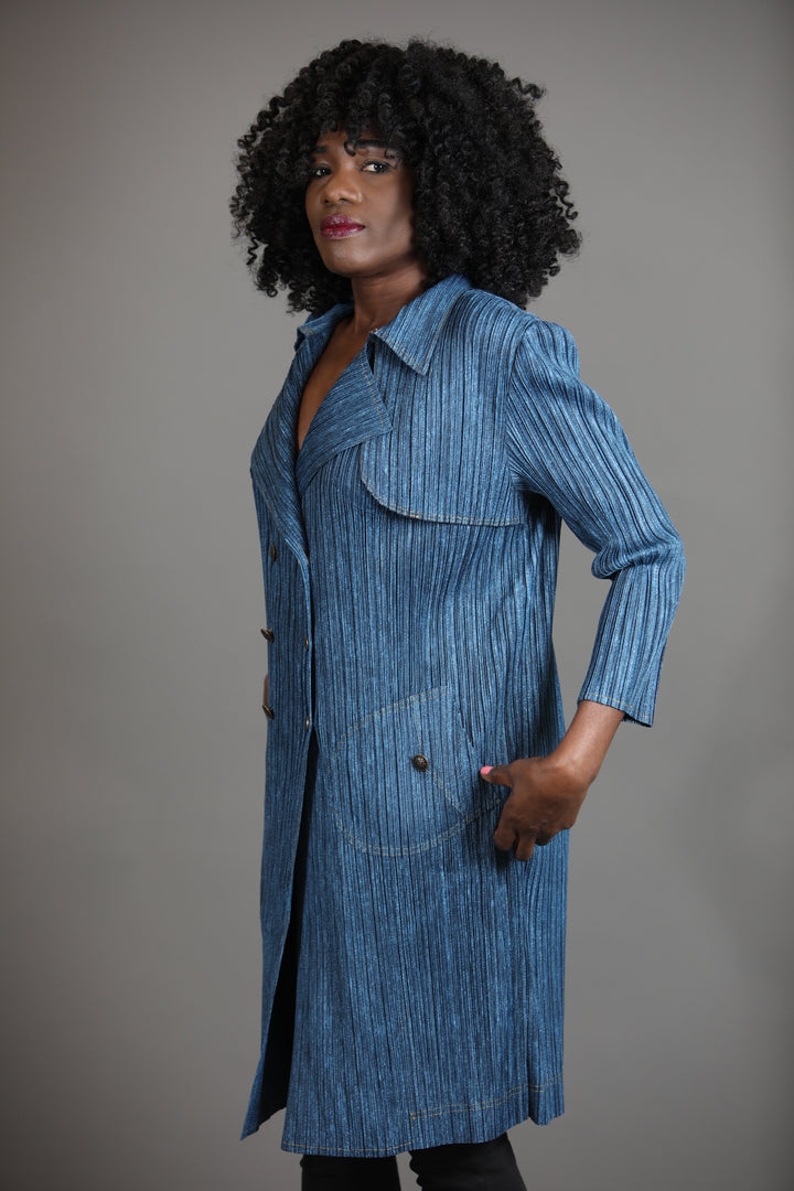 Plisse Denim Blue Jacket