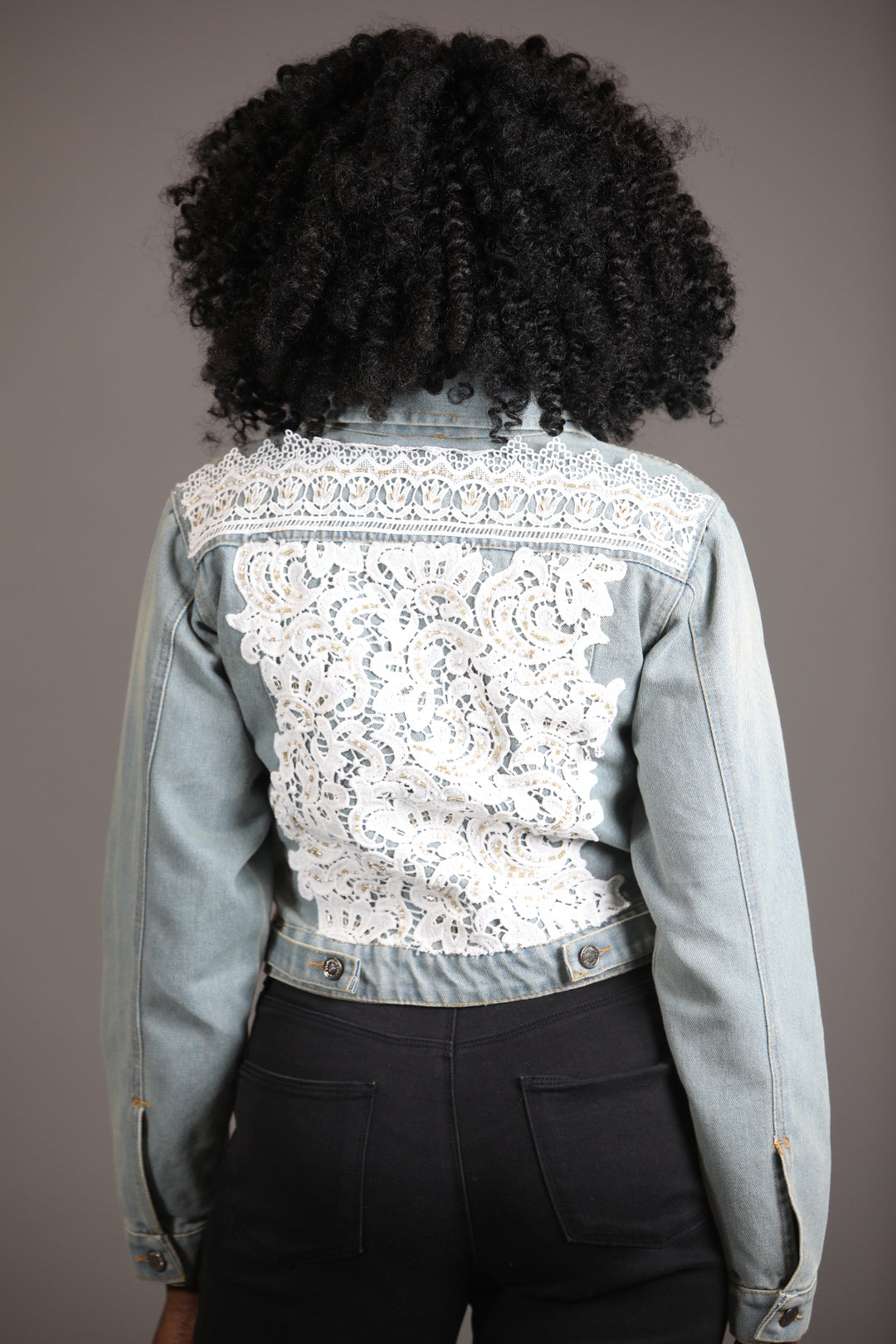 Denim Jacket With White Lace