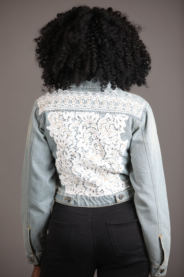 Denim Jacket With White Lace